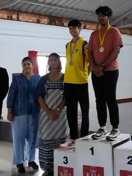 Vishal and Muneeb on the podium after winning Gold and Silver respectively in their Air Pistol categories at the CISCE Regional Championship.