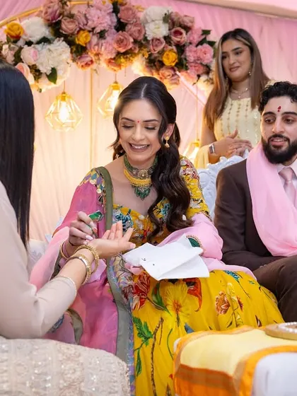 The beautiful traditions of a Chunni ceremony. While the families are busy with the rituals, my team ensures that snacks and drinks are served seamlessly to all the guests.