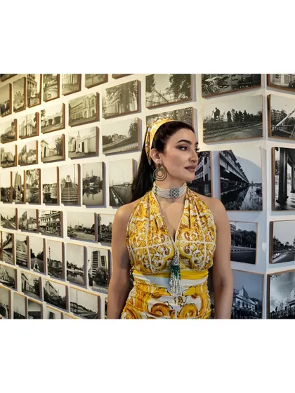 Another portrait from the Indian Express feature. The combination of the printed headscarf and chunky choker created a powerful and stylish silhouette.