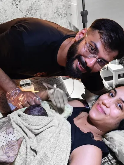 This was the moment I met my daughter. My husband was by my side, supporting me through a completely natural labor. This is a memory I will cherish forever.