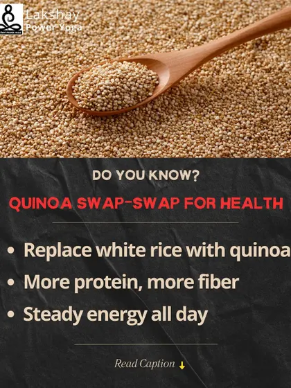Small swaps lead to big results. Replacing white rice with quinoa gives you more protein, more fiber, and steady energy throughout the day.