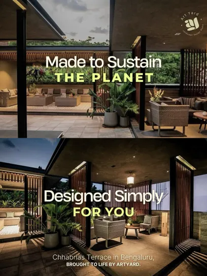This graphic highlights the design philosophy behind the Chhabria's Terrace project, emphasizing sustainability and a user-centric approach to creating beautiful and functional outdoor spaces.