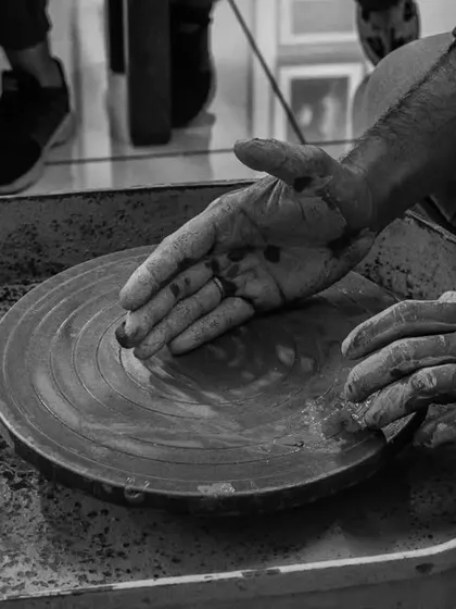 A beautiful moment from a workshop, capturing the simple connection between hands and clay. Sharing this craft with students is one of the most rewarding parts of my work.
