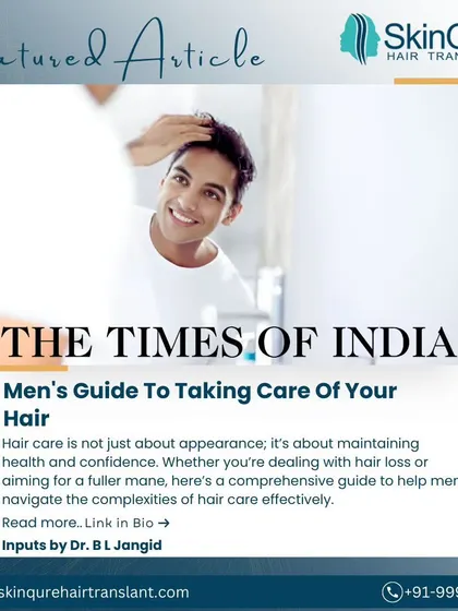 I was featured in The Times of India with my article, "Men's Guide to Taking Care of Your Hair." It's a privilege to share my knowledge on a national platform to help men navigate the complexities of hair care.
