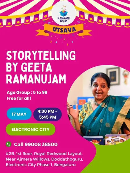 We were honored to host the legendary storyteller Geeta Ramanujam for a session during our Kahaani Box Utsava.