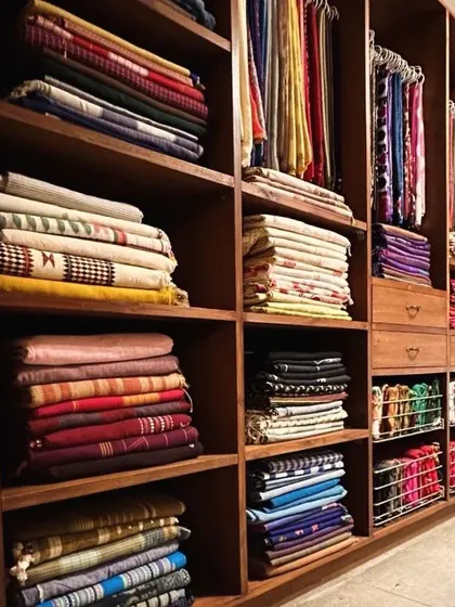 This series of images shows the different stages of a home setup. It starts with decluttering piles of sarees and clothes and ends with beautifully organized, functional wardrobes.