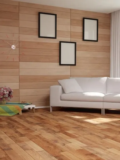 This view reiterates the power of matching floor and wall textures to create a unified interior design scheme, perfect for modern homes.