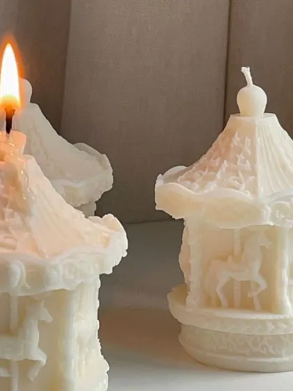 This whimsical carousel candle is a must-have for fun lovers. The intricate details make it a beautiful decorative piece.