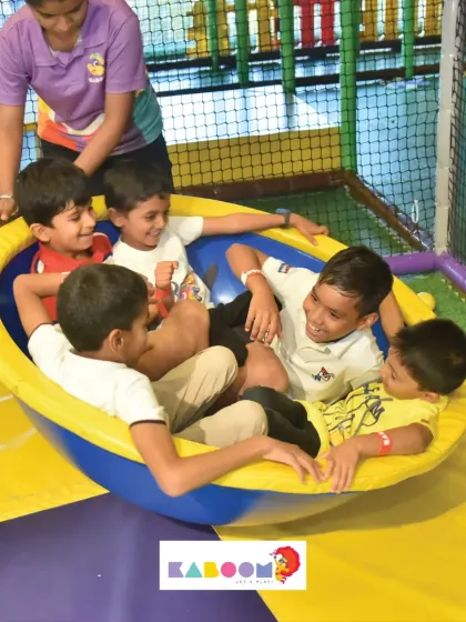 Our staff is always on hand to make sure the fun is safe. Here, they are supervising a group of boys having the time of their lives on the spinner.