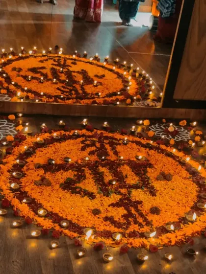 As a Sanatani, Bhakti Yoga, or the yoga of devotion, is a vital part of my practice. Creating this 'Ram' rangoli with flowers and diyas is a form of meditation, a way to connect with spirituality and find peace.