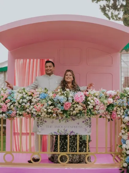 Your story is our greatest inspiration. When this couple told us they met on a train, we built 'The Amour Express' for their Mehendi, a custom installation that celebrated their 'Jab We Met' moment and the beautiful journey that brought them together.
