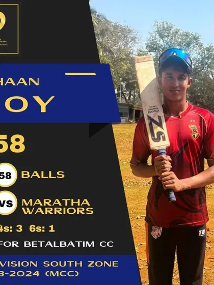 Ishaan Roy sizzles in Goa with a half-century to guide his team to victory.