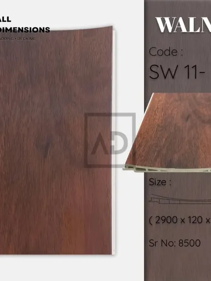 The Walnut plank sample, which has a deep, luxurious brown finish perfect for creating a sophisticated and elegant interior.