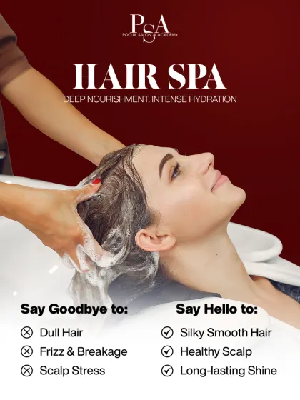 My hair spa service is designed to solve common hair problems. This shows you exactly what you can expect: a goodbye to dullness and frizz, and a hello to silky hair and a healthy scalp.