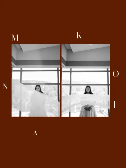An artistic, minimalist portrait of the bride-to-be, using creative framing and black and white to create a sense of mystery and elegance.