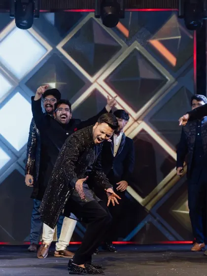 The groom and his squad bringing the house down. This was a high-energy performance full of fun and brotherhood, a perfect tribute from his friends.