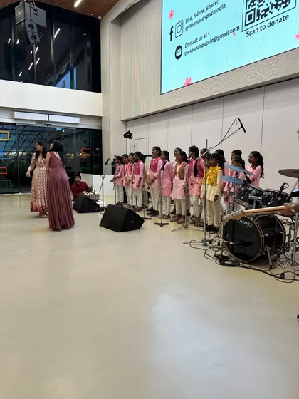 Our NGO students performing at the fundraiser, showcasing the talent we are nurturing through our outreach programs.