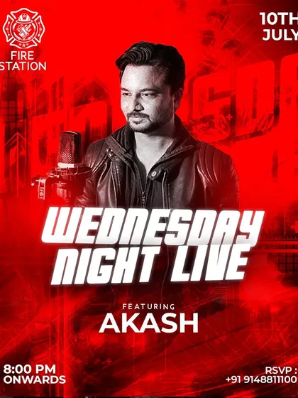 Join us for Wednesday Night Live Music featuring Akash. Get ready for an evening of soulful tunes and unforgettable performances.
