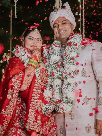 The wedding mandap for Ridhi and Prashanth was a dream of pastel florals and hanging elements. This setup at The Tamarind Tree is an inspiration for couples looking for an elegant and romantic ceremony.