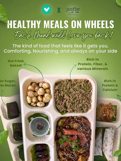 Our 'Meals on Wheels' subscription is for anyone who wants to eat well without the stress. Each meal is plant-based, gluten-free, and packed with everything you need to feel energized. We never fry our food and use no refined sugar or maida, so you can enjoy every bite knowing it's food that truly loves you back.