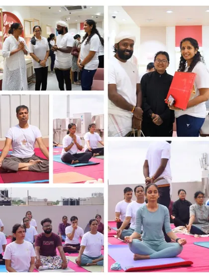 Celebrating the spirit of yoga together. This collage shows the interactions, meditation, and shared smiles from our successful International Yoga Day collaboration.