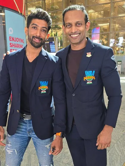 Ready to fly. Wearing the India blazer with pride on our way to the competition in New Zealand.