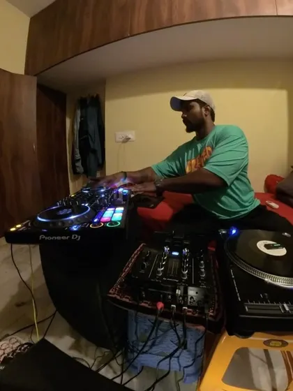 Another angle of me practicing on my home setup, which includes both a controller and a turntable.