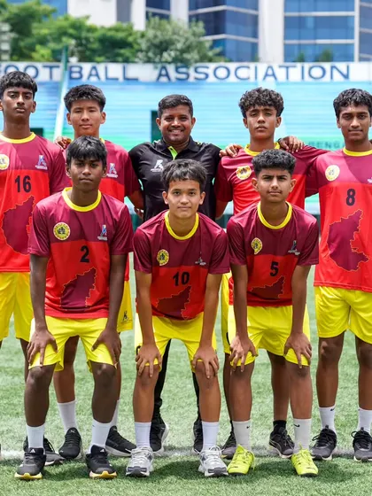 A historic moment: seven players from our development pathway were selected for the Junior Boys National Football Championship squad for Karnataka.