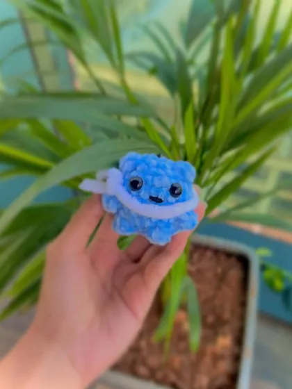 You asked for it in different colors, so here is the winter bear in a lovely blue. This version makes a great keychain for bags or keys.