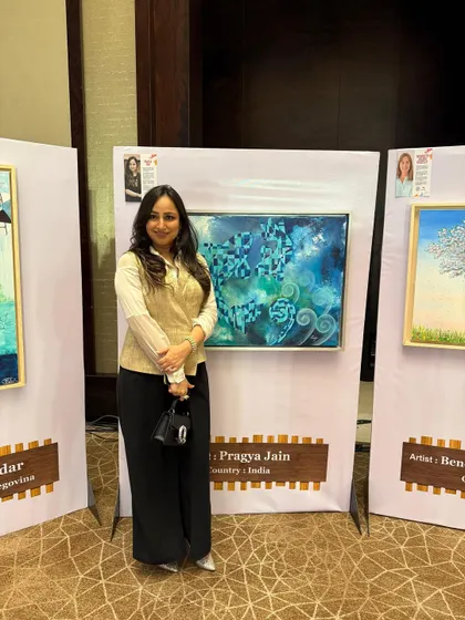 It was an honor to be selected as one of the Indian artists for the United Nations' 'SDGs Through Arts' initiative. I represented the goal of "Life Below Water" with this painting, using my art to contribute to a cause that is vital for our planet's future.