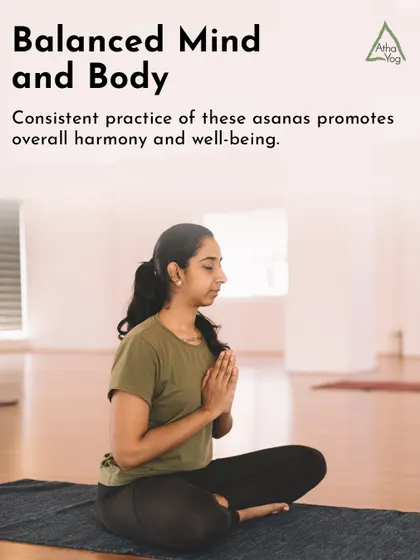 A student in prayer pose, finding a moment of quiet reflection. Consistent practice of asanas like this promotes overall harmony and well-being for a balanced mind and body.