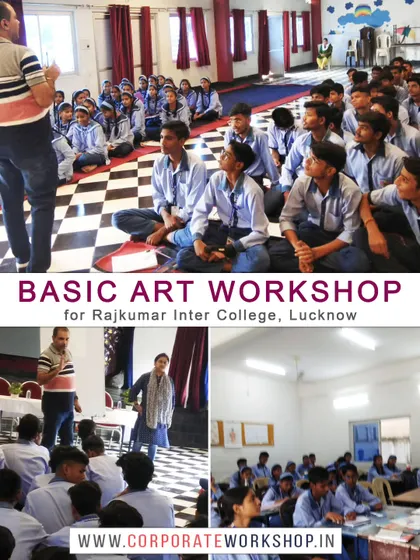 Our instructor conducting a Basic Art Workshop for students at Rajkumar Inter College in Lucknow. We travel to different schools and institutions to spread the joy of art education.