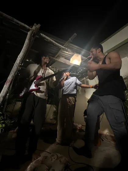 The energy of a three-person jam with a guitarist and another vocalist. This shows how beatboxing can serve as the drum section for any band or musical collaboration.