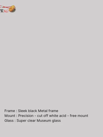 The framing formula for this modern series. A Sleek black Metal frame, a Precision-cut off-white acid-free mount, and Super clear Museum glass combine for a contemporary, archival-quality finish.