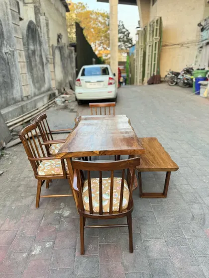 A view from the head of the table, showing the seating arrangement.