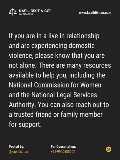 If you are in a live-in relationship and experiencing domestic violence, know that you are not alone and resources are available to help.