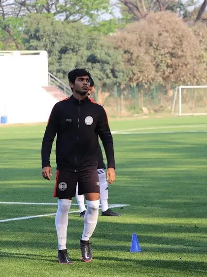 Mayank Mahesh on the training ground, preparing for his first season in the A Division as a right wing-back.
