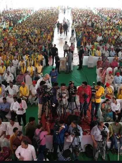 This photo captures the sheer size of the crowd at the Koli Bhavan ceremony. I arranged seating for thousands of people, ensuring everyone had a clear view of the stage.