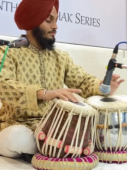 A moment of intense concentration during a solo piece. The Baithak Series is a wonderful platform for pure classical music.