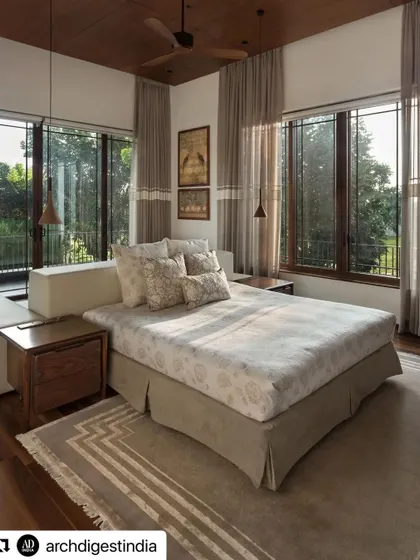 Another shot from the Architectural Digest India feature. My artwork can be seen in the bedroom of this stunning tropical Indian home, adding a touch of heritage to the modern design.