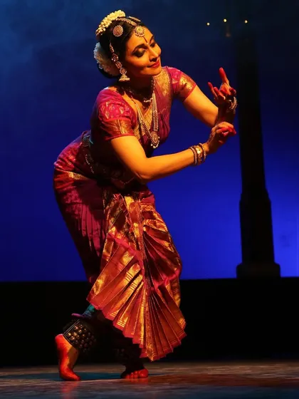 A beautiful capture from the KalaNadam Festival, showcasing the rich costume and intricate posture.
