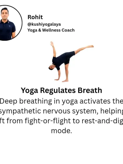 Your breath is a powerful tool for stress regulation. Deep breathing in yoga activates the parasympathetic nervous system, helping you shift from a "fight or flight" mode to a "rest and digest" state of calm.
