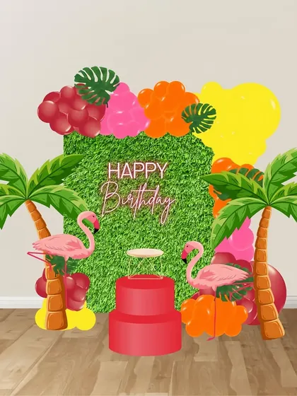Another view of the tropical theme mockup, helping you visualize every detail before the big day.