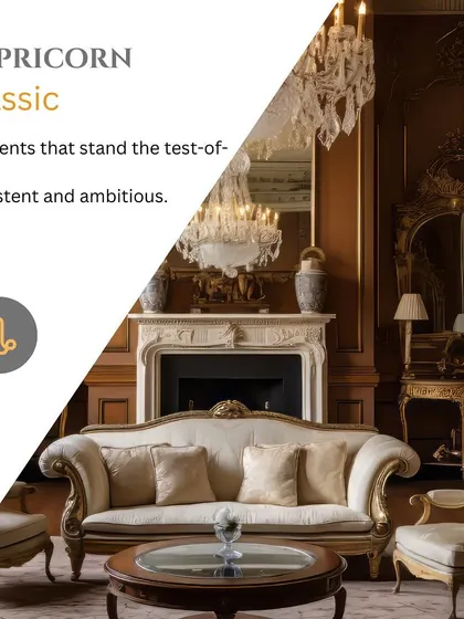 Ambitious and timeless Capricorn aligns with the Classic design style, featuring elements that stand the test of time.