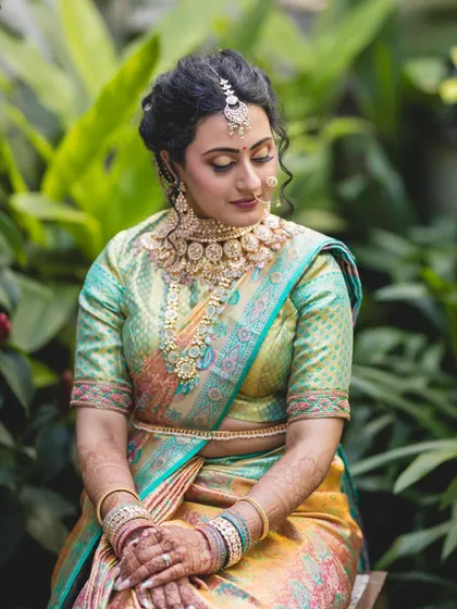A collection of behind-the-scenes moments and final looks, showcasing the artistry and transformation process for various brides.