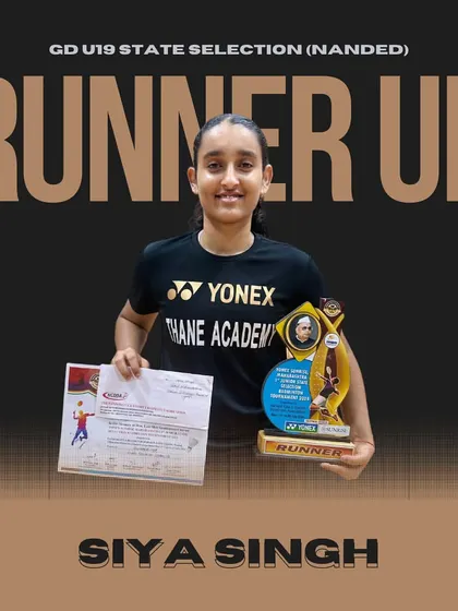 Siya Singh after winning the silver medal in the Girls Doubles category at the state selection tournament in Nanded.