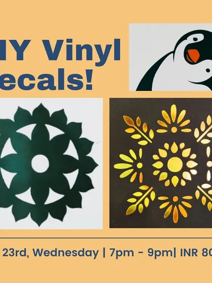 DIY Vinyl Decal Workshop! Always wanted to make your own range of stickers and decal !? Join our vinyl decal customization workshop! You’ll design your own decal sticker, cut it out using our vinyl cutter, and take the stickers home with you. All you need to bring is your creativity and your laptop. What You’ll Do: * Make a custom design * Use a vinyl cutter to turn your design into a custom decal * Get the final stickers! 📅Apr 23rd , Wed, 7 pm - 9 PM 📍Paper Crane Lab, Indiranagar 💳Entry Fee: INR 800 . Register here in the link in bio. General Rules: -Ages 14 and above. -Please bring your own Laptops (Mac/Windows/Linux is okay) -Contact 9845620061 for further details