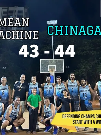 The result of the opening game of Hooplah '24, a nail-biter where defending champs Chinagate started with a 1-point win.