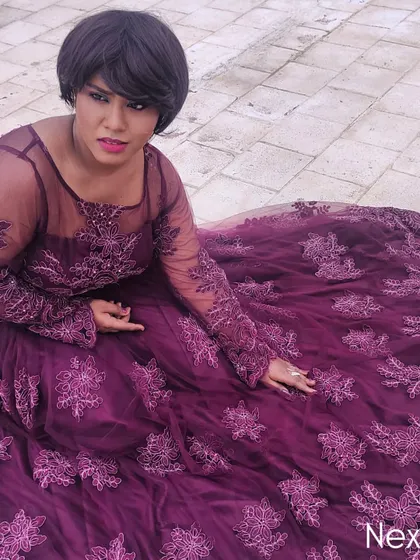 A more dramatic, seated pose. This gown was so versatile, allowing for a range of expressions from playful to intense.