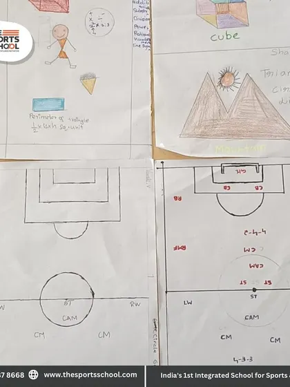Student artwork showcasing their understanding of geometry and football formations, a perfect blend of art, math, and sport.